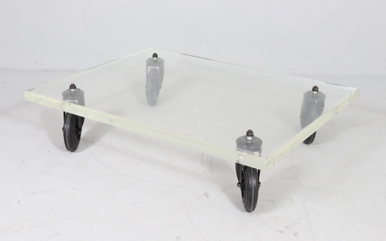 Image 1 of Coffee table on castors, 1980s, Italy