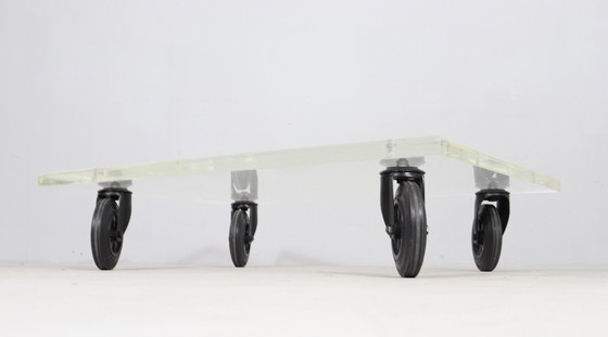 Image 1 of Coffee table on castors, 1980s, Italy