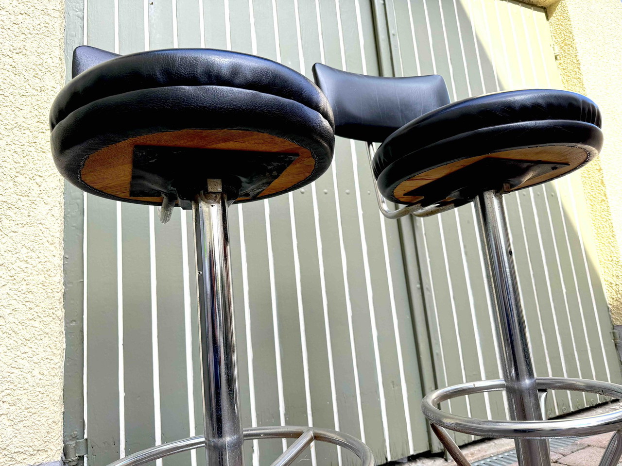 Black Retro Bar Stools With Backrest, Original 60s With