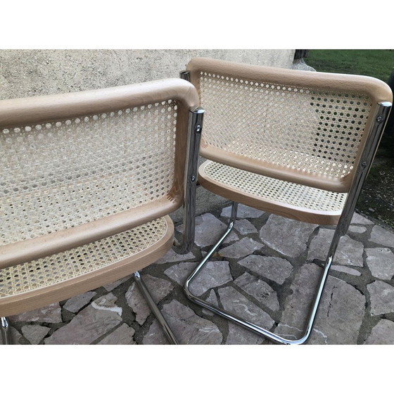Image 1 of Pair of vintage b32 cesca Marcel Breuer beechwood chairs Italy