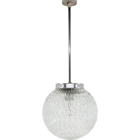 Image 1 of Vintage clear glass ball pendant lamp, Czechoslovakia