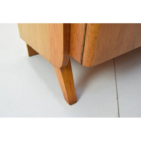 Image 1 of Vintage oak and glass secretary, Czechoslovakia 1960