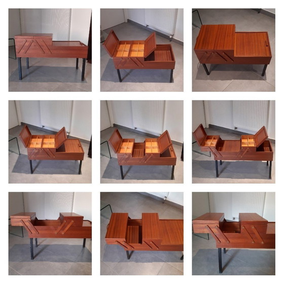 Image 1 of Tavolino vintage - Tavolo da lavoro scandinavo - Mobile contenitore - Antico