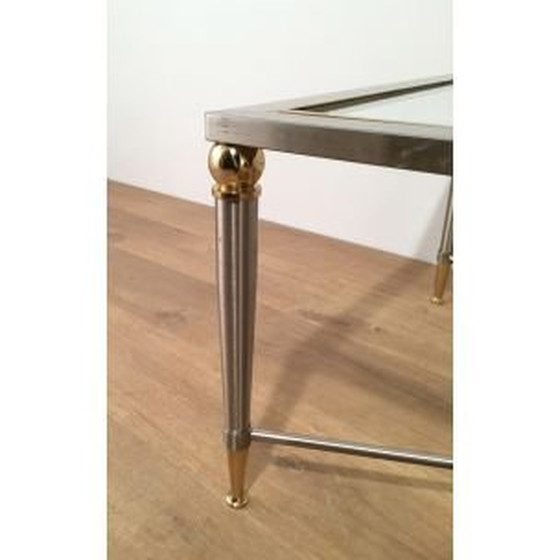 Image 1 of Vintage coffee table in brushed steel and glass, 1970