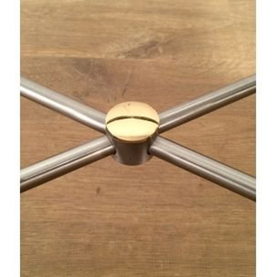 Image 1 of Vintage coffee table in brushed steel and glass, 1970