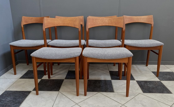 Image 1 of set of 6 Teak dining chairs by Henning Kjaernulf 1960s 