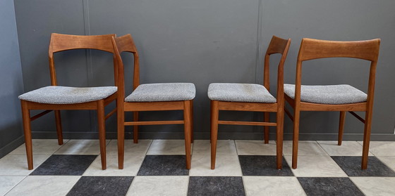 Image 1 of set of 6 Teak dining chairs by Henning Kjaernulf 1960s 