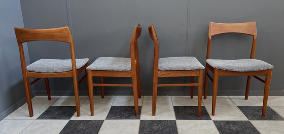 Image 1 of set of 6 Teak dining chairs by Henning Kjaernulf 1960s 