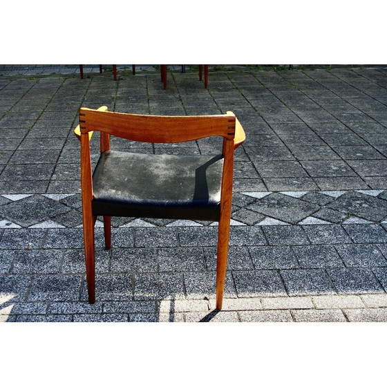 Image 1 of Vintage teak and black leather armchair by Henry Walter Klein for Bramin, Denmark 1960