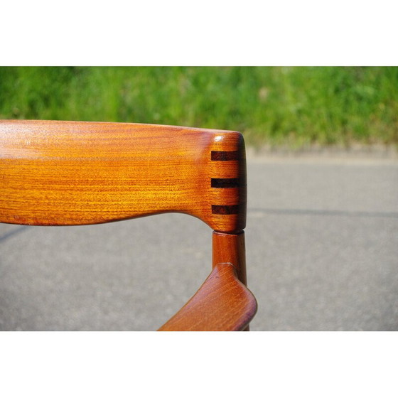 Image 1 of Vintage teak and black leather armchair by Henry Walter Klein for Bramin, Denmark 1960