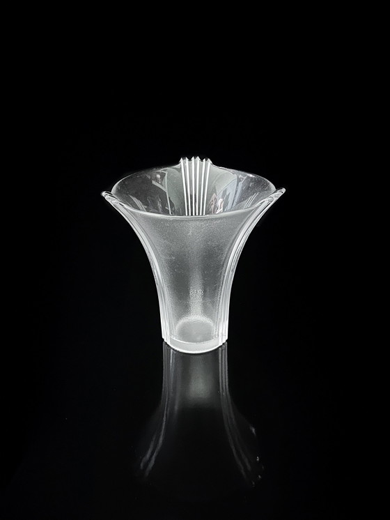 Image 1 of Vintage Art Deco Revival lead crystal vase 80s Italy 1980 Cristallo Al Piombo Italy glass Fontana Arte