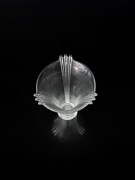 Image 1 of Vintage Art Deco Revival lead crystal vase 80s Italy 1980 Cristallo Al Piombo Italy glass Fontana Arte