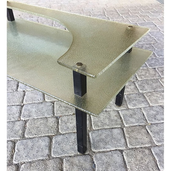 Image 1 of Tavolino da caffè vintage con doppio piano in vetro st gobain