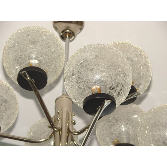 Image 1 of Vintage steel and glass chandelier, 1970