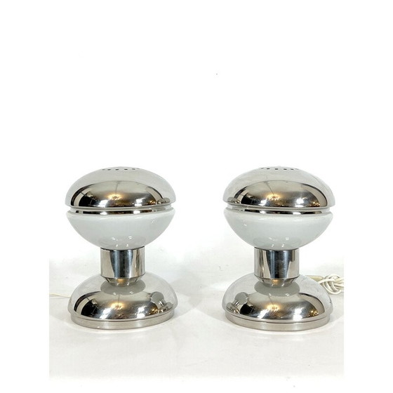 Image 1 of Coppia di lampade vintage in cromo e vetro lattimo di Goffredo Reggiani, Italia 1970