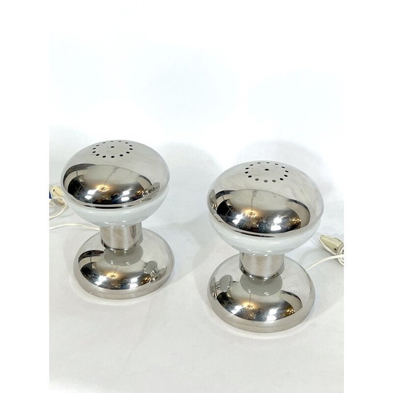 Image 1 of Coppia di lampade vintage in cromo e vetro lattimo di Goffredo Reggiani, Italia 1970