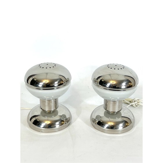 Image 1 of Coppia di lampade vintage in cromo e vetro lattimo di Goffredo Reggiani, Italia 1970