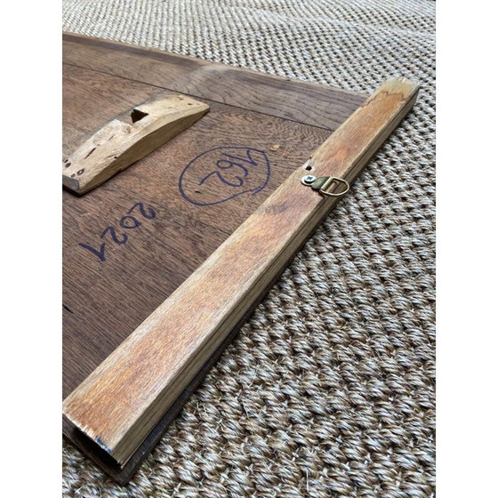 Image 1 of Vintage gouache "man in white" on wood panel by Mesnager, 2021