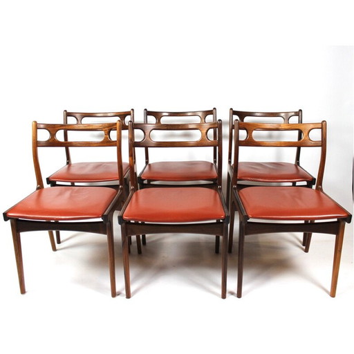 Set of 6 dining chairs in rosewood, danish design, 1960s