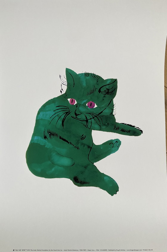 Image 1 of Andy Warhol  (1928-1987), Green Cat, C. 1954, Copyright 2013 The Andy Warhol Foundation For The Visual Arts, Inc., Printed In Th