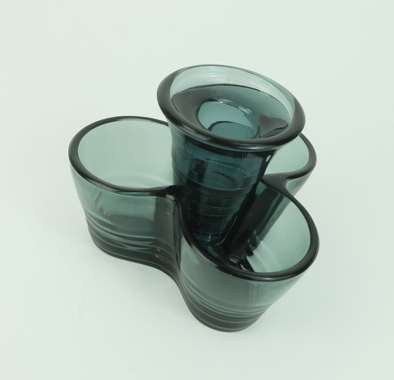 Image 1 of Jarrón Mid Century con candelabro Kurt Radtke Wmf 1958 Cristal color turmalina