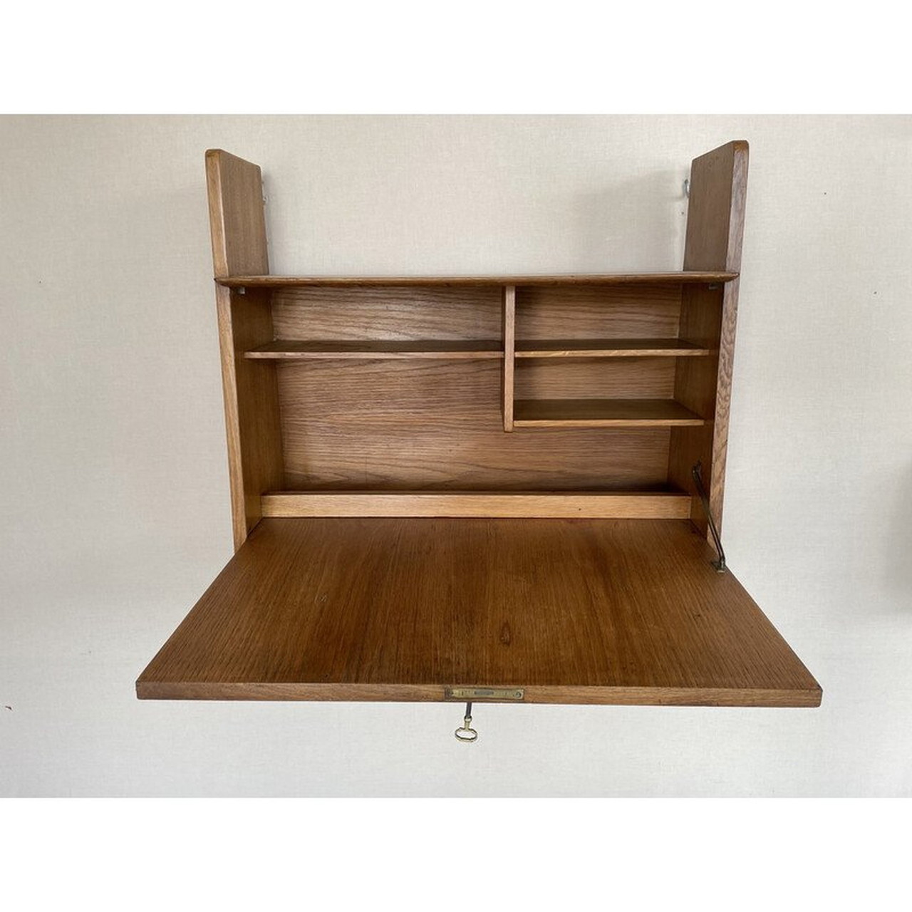 Vintage oak hanging secretary desk by Marcel Gascoin for Arhec