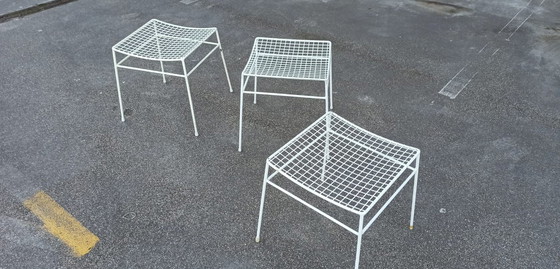 Image 1 of Set di 3 sgabelli vintage in filo metallico