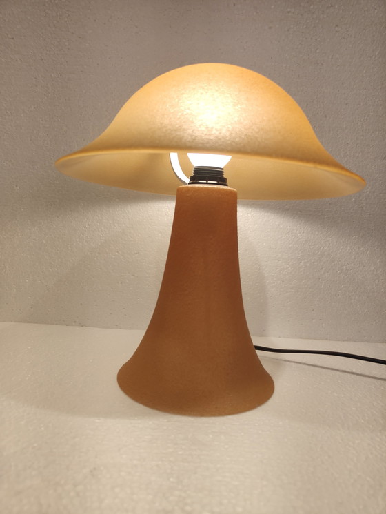 Image 1 of Lampe de table à champignon jaune vintage 1970