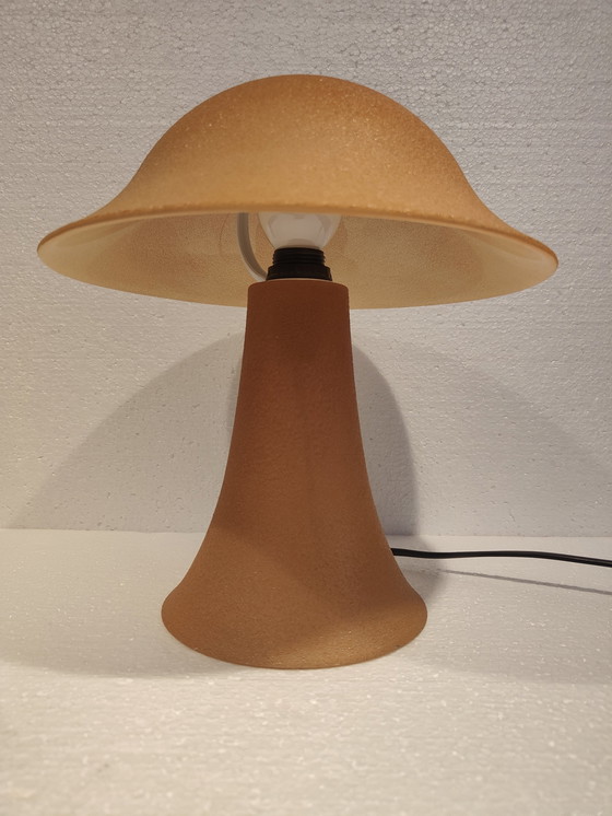 Image 1 of Lampe de table à champignon jaune vintage 1970