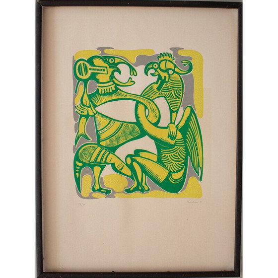 Image 1 of Vintage lithograph "Surrealist Characters" by Jules Perahim, 1740