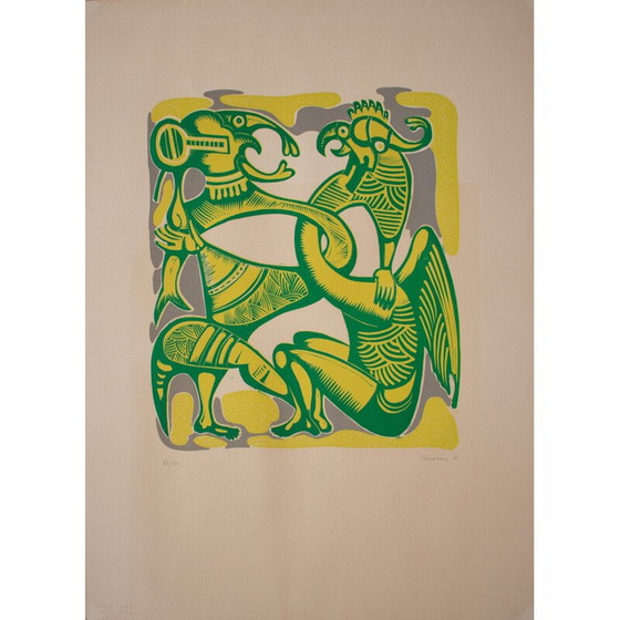 Image 1 of Vintage lithograph "Surrealist Characters" by Jules Perahim, 1740