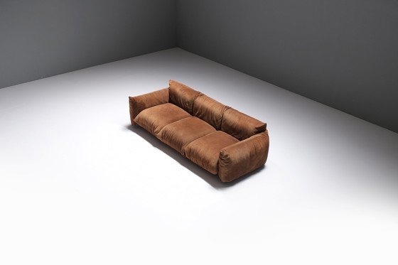 Image 1 of Stunning Marenco 255 3-seater in original suede by Mario Marenco for ARFLEX. Signed!