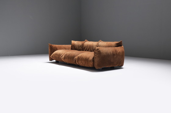 Image 1 of Stunning Marenco 255 3-seater in original suede by Mario Marenco for ARFLEX. Signed!