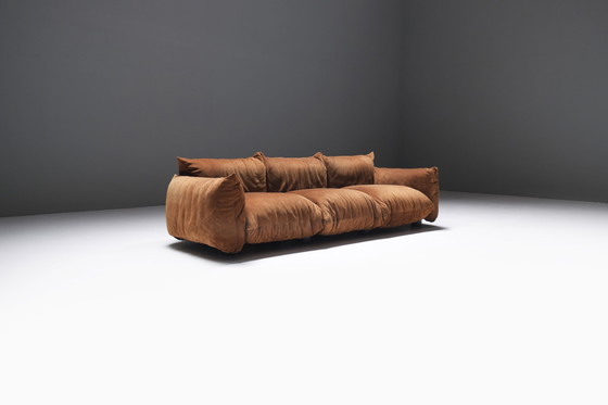 Image 1 of Stunning Marenco 255 3-seater in original suede by Mario Marenco for ARFLEX. Signed!