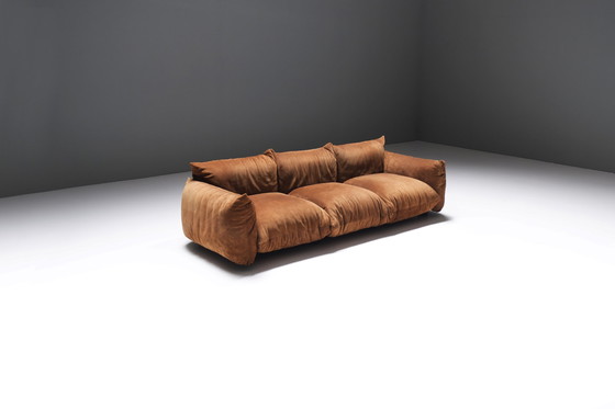 Image 1 of Stunning Marenco 255 3-seater in original suede by Mario Marenco for ARFLEX. Signed!