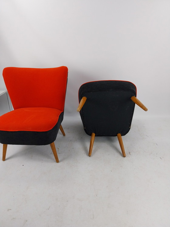 Image 1 of 2 x cocktail chairs new upholstery in top condition. 1950S