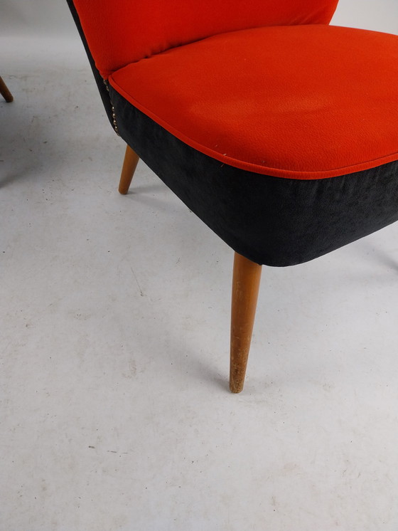 Image 1 of 2 x cocktail chairs new upholstery in top condition. 1950S