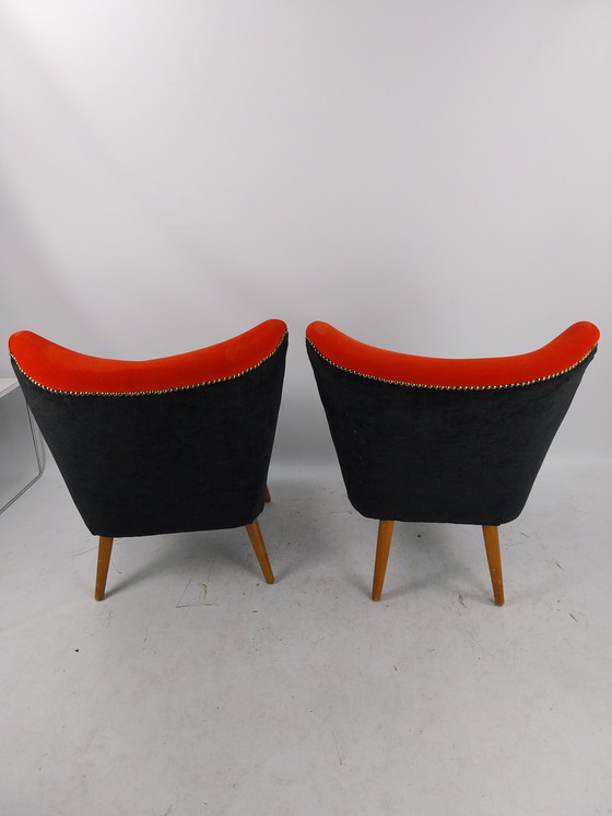 Image 1 of 2 x cocktail chairs new upholstery in top condition. 1950S