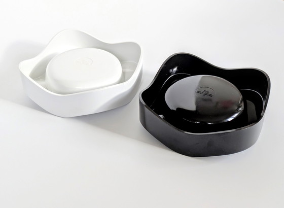 Image 1 of 2 x Space Age Ashtrays | Black and White | Walter Zeischegg for Helit Germany, 1960's