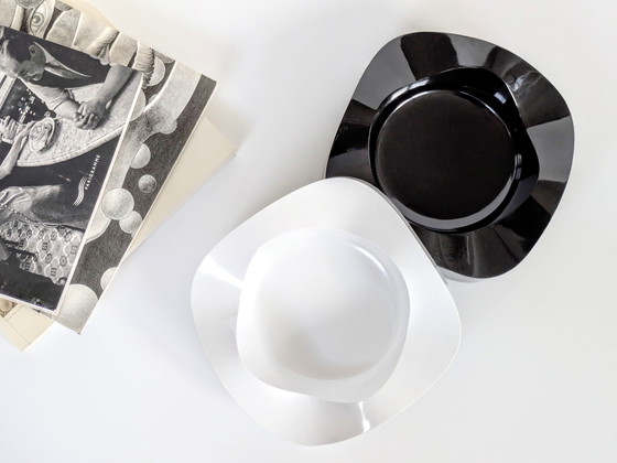 Image 1 of 2 x Space Age Ashtrays | Black and White | Walter Zeischegg for Helit Germany, 1960's