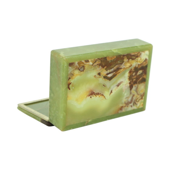 Image 1 of Scatola per fumatori in marmo verde con gioielli vintage