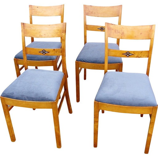 Set of 4 vintage Art deco chairs, 1940s