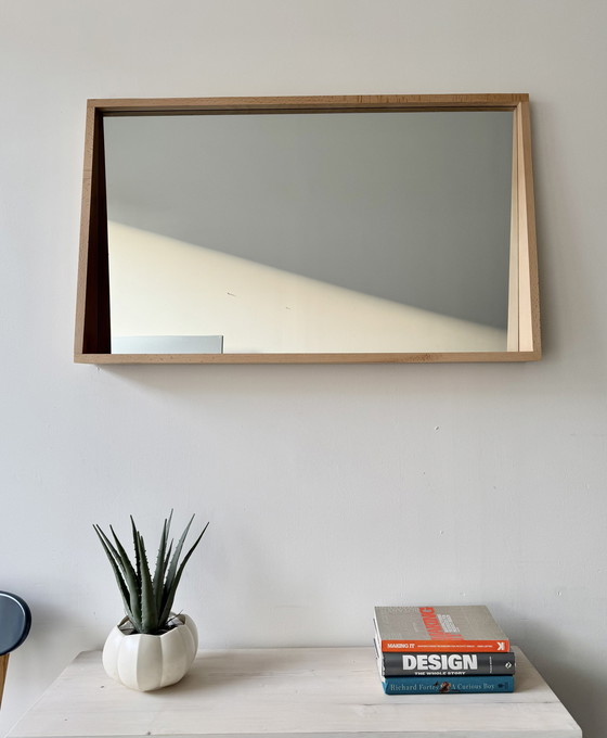 Image 1 of Wall Mirror With Wooden Frame And Shelf