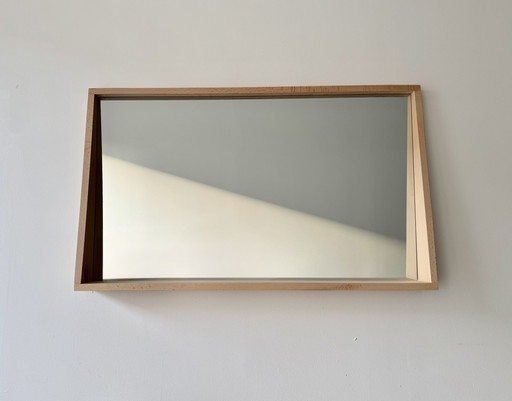 Wall Mirror With Wooden Frame And Shelf