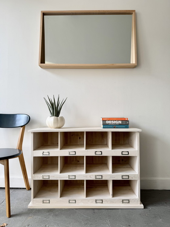 Image 1 of Wall Mirror With Wooden Frame And Shelf