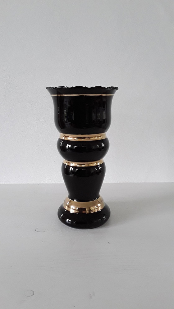 Image 1 of Art Deco Booms vase black gold