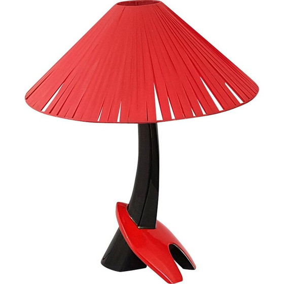 Image 1 of Lampada vintage in ceramica rossa e nera