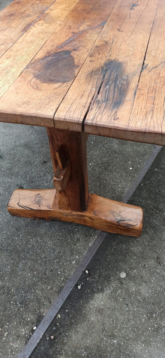 Image 1 of Antiekelandelijke massief houten eettafel