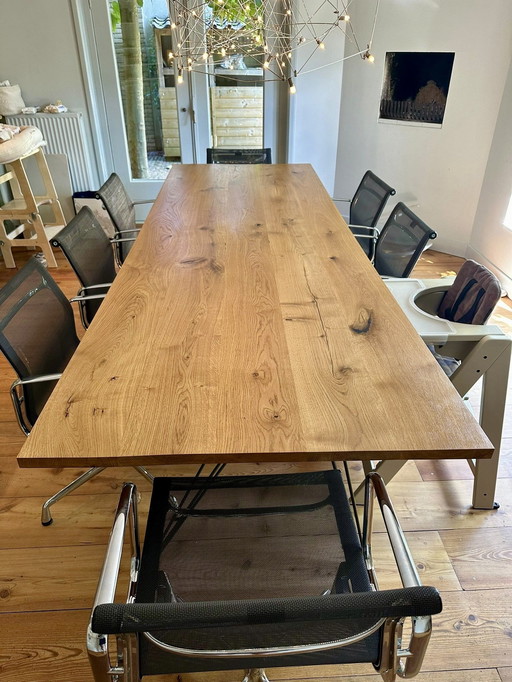 Custom Made Dining Table With Oak Leaf