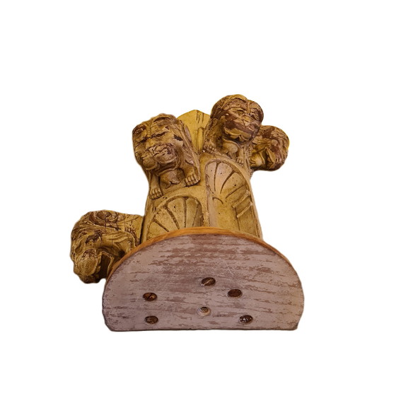 Image 1 of French wooden element with lion heads